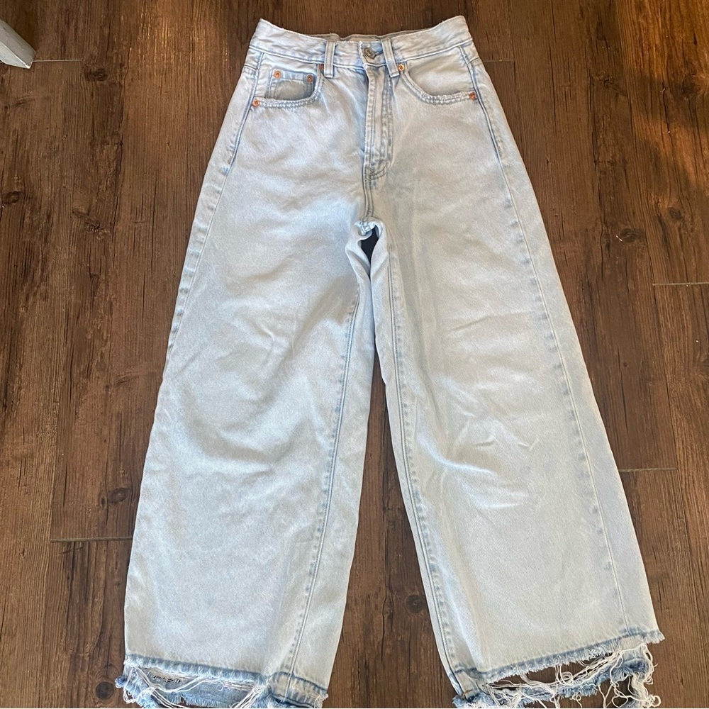 STRADIVARIUS 0 Light Blue Distressed Women Jeans